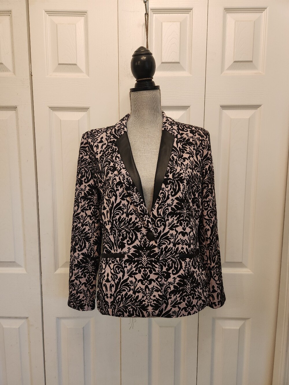 Notations Black & Pink Damask Vinyl Trim Blazer